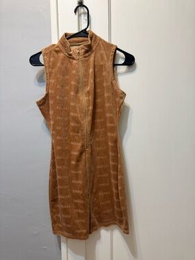 Skims velour logo romper.Camel color. Limited edition/ discontinued. Ap-one-1355